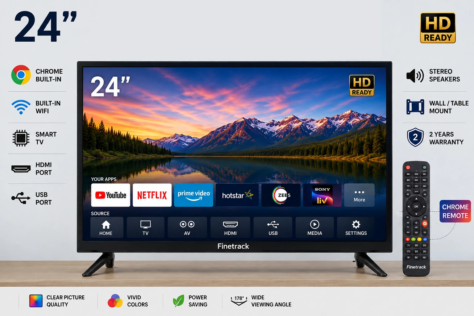 24 Inch Smart Chrome Remote TV