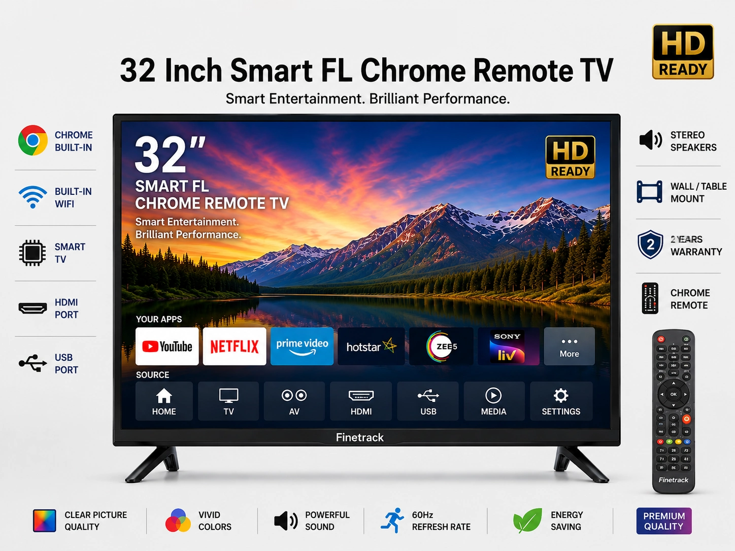 32 Inch Smart FL Chrome Remote TV