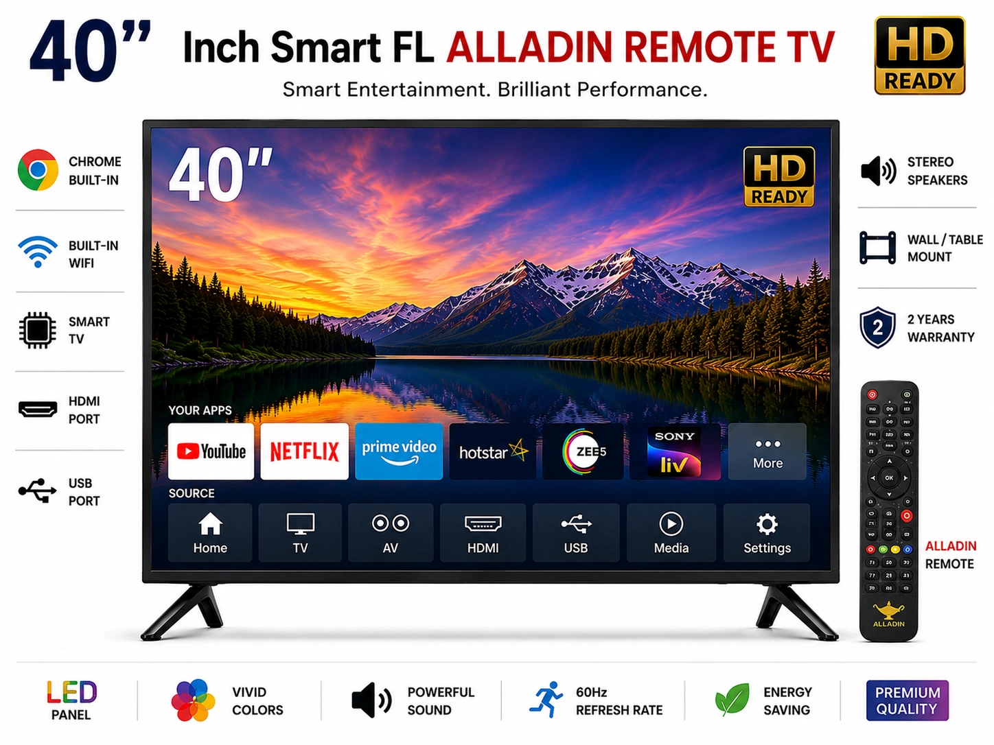 40 Inch Smart FL Alladin Remote TV