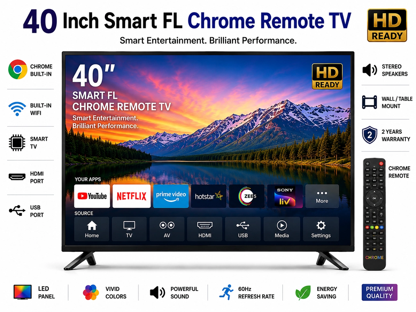 40 Inch Smart FL Chrome Remote TV