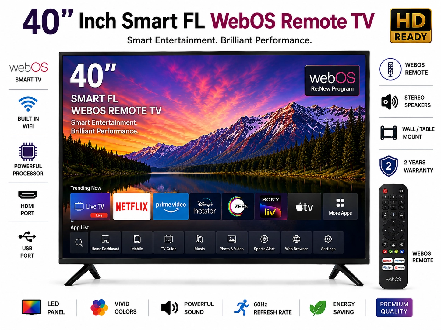 40 Inch Smart FL WebOS Remote TV