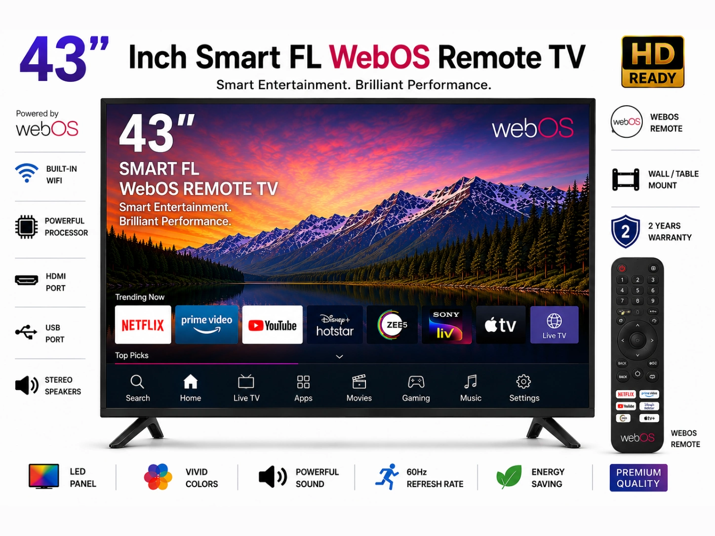 43 Inch Smart FL WebOS Remote TV