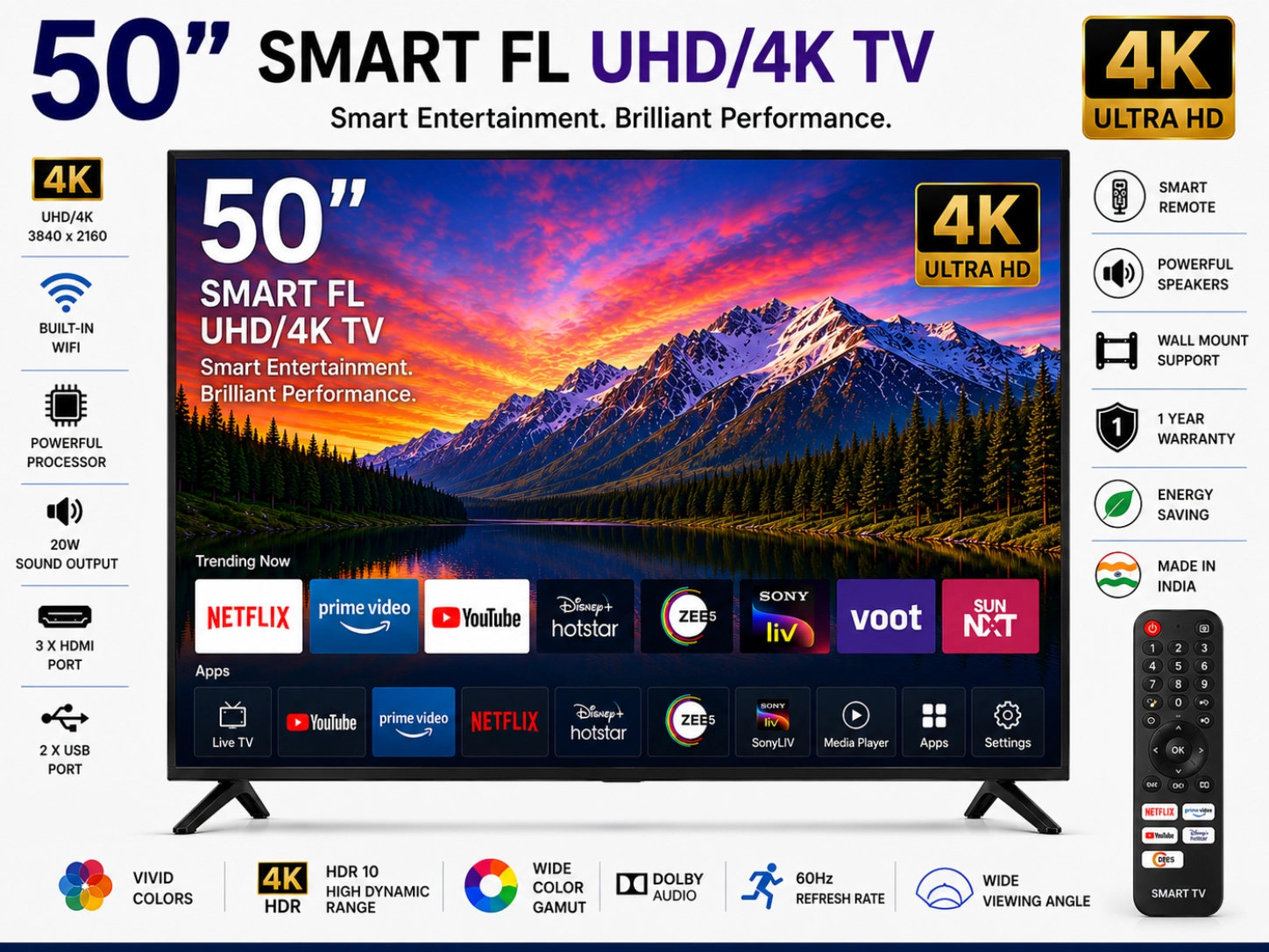50 Inch Smart FL UHD/4K TV