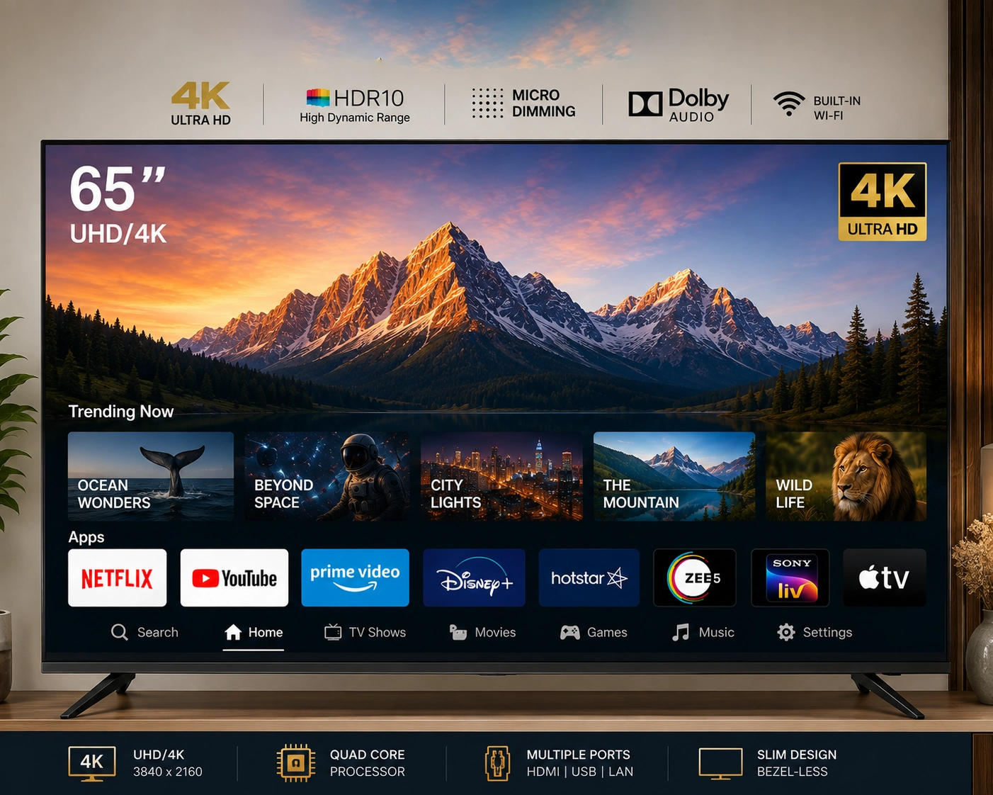 65 Inch Smart FL UHD/4K TV